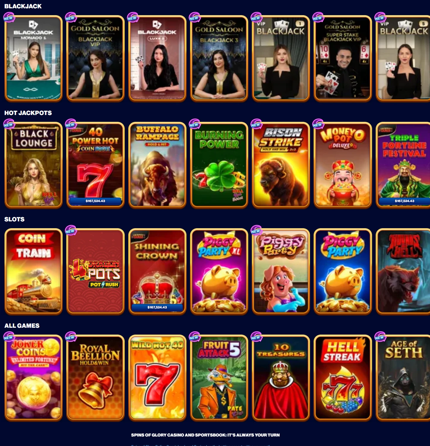 spinsofglory Casino Spielautomaten Übersicht